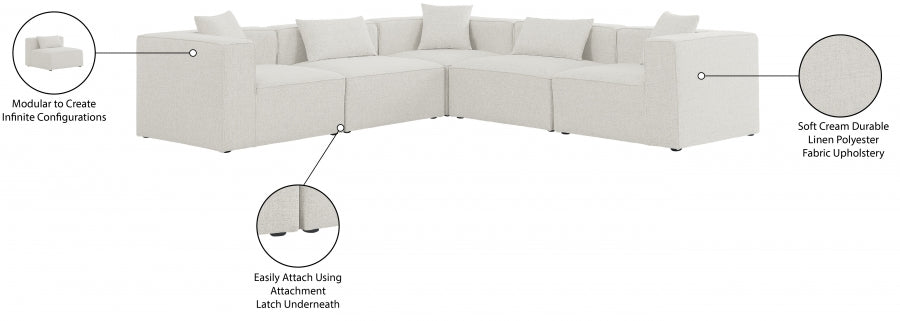 Cube Cream Modular Sectional from Meridian - Luna Furniture