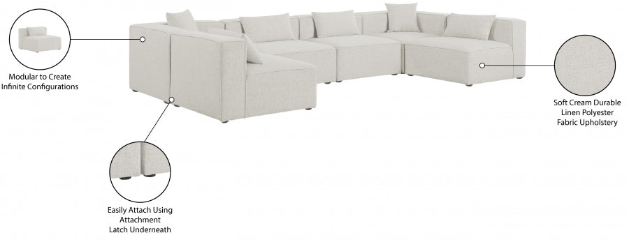 Cube Cream Modular Sectional from Meridian - Luna Furniture