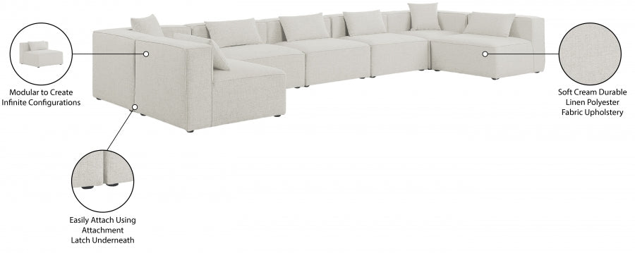 Cube Cream Modular Sectional from Meridian - Luna Furniture