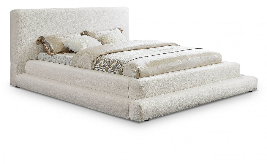 Dane Cream Teddy Fabric Queen Bed from Meridian - Luna Furniture