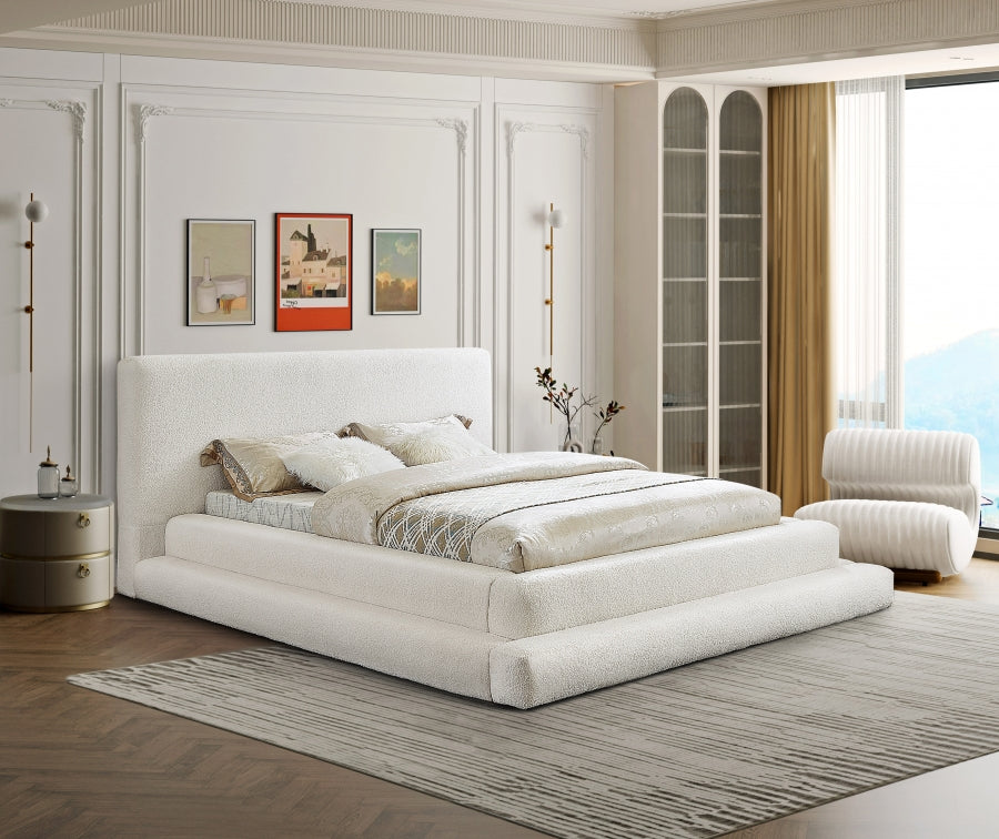 Dane Cream Teddy Fabric Queen Bed from Meridian - Luna Furniture