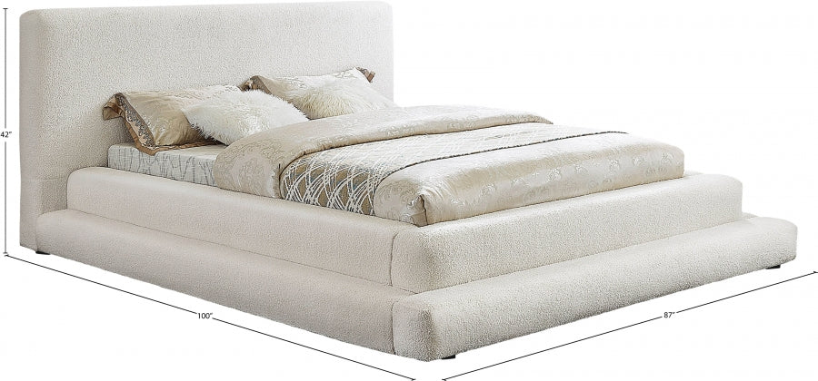 Dane Cream Teddy Fabric Queen Bed from Meridian - Luna Furniture