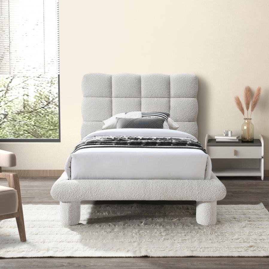 Cream Deco Boucle Fabric Twin Twin Bed (3 Boxes) from Meridian - Luna Furniture