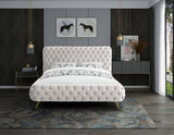 Delano Cream Velvet Queen Bed from Meridian - Luna Furniture