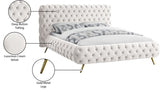 Delano Cream Velvet Queen Bed from Meridian - Luna Furniture