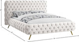 Delano Cream Velvet Queen Bed from Meridian - Luna Furniture