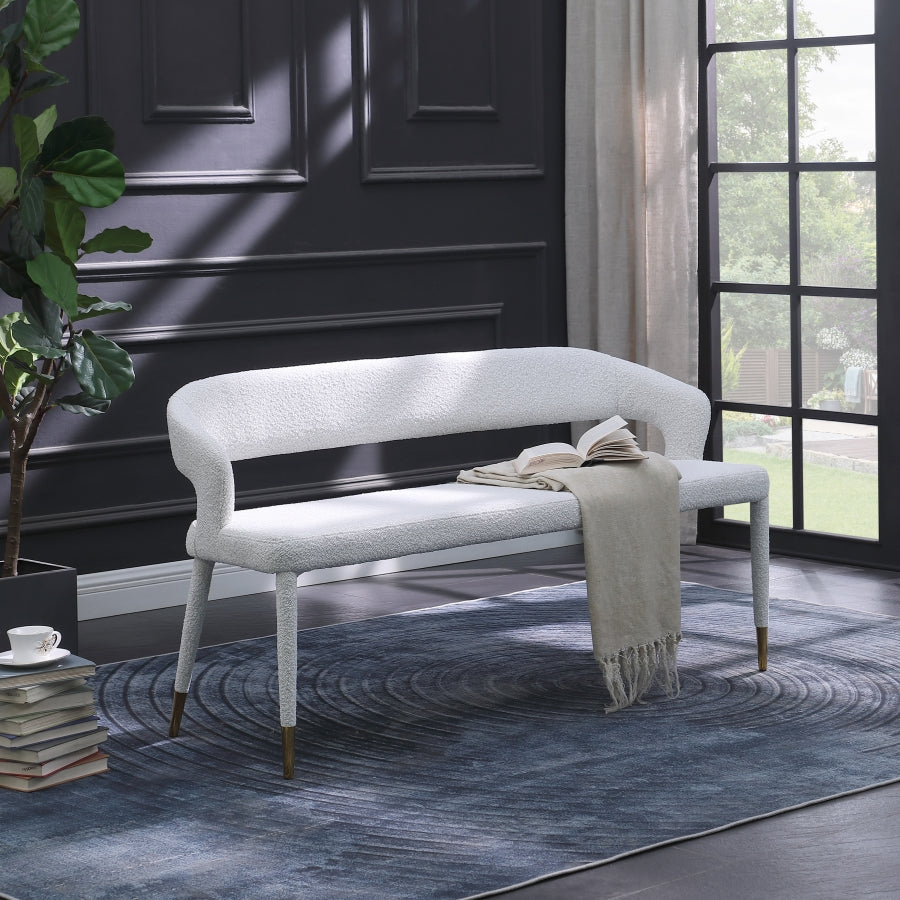 Destiny Cream Boucle Fabric Bench from Meridian - Luna Furniture