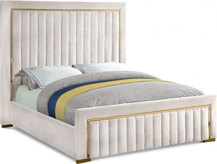 Dolce Cream Velvet Queen King Bed from Meridian - Luna Furniture