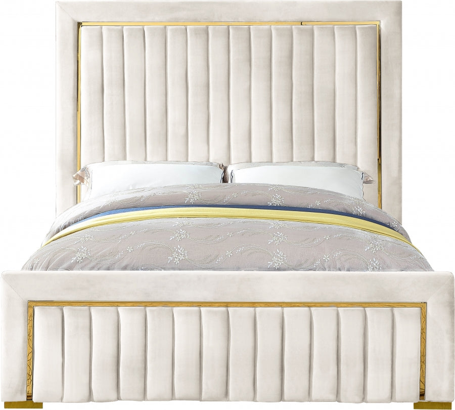 Dolce Cream Velvet Queen King Bed from Meridian - Luna Furniture