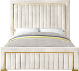 Dolce Cream Velvet Queen King Bed from Meridian - Luna Furniture