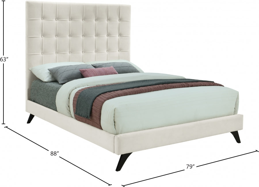 Elly Cream Velvet King Bed from Meridian - Luna Furniture