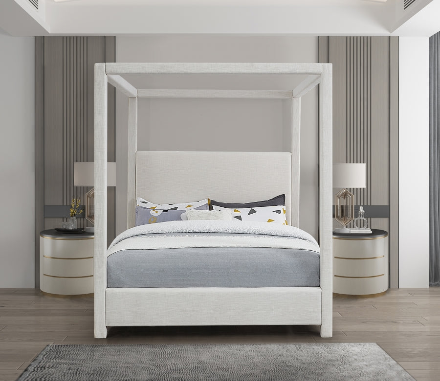 Emerson Cream Linen Textured Queen Bed from Meridian - Luna Furniture