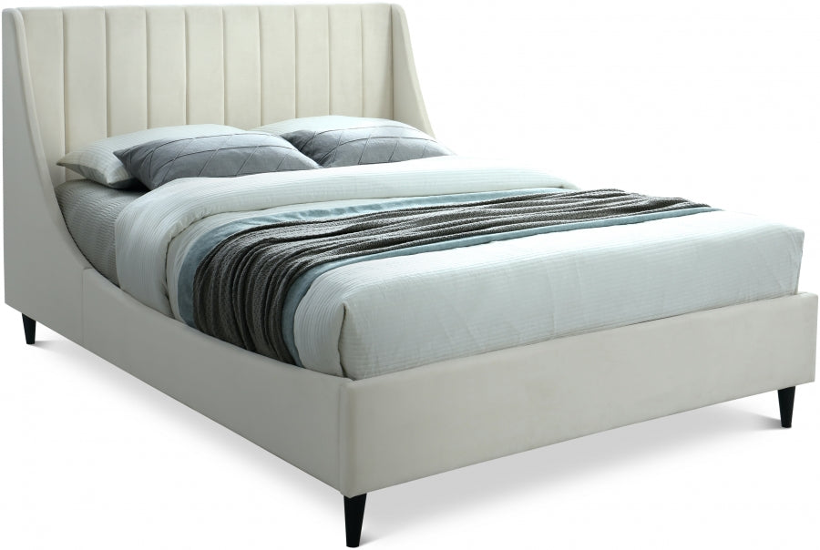 Eva Cream Velvet King Bed from Meridian - Luna Furniture