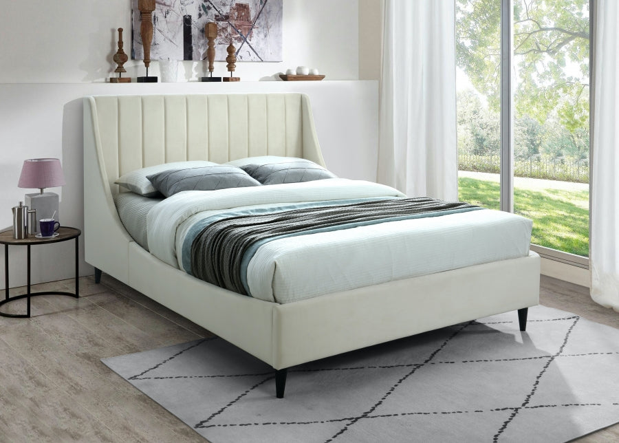 Eva Cream Velvet King Bed from Meridian - Luna Furniture