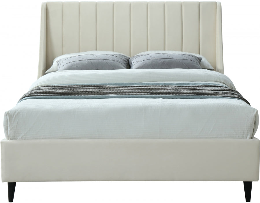 Eva Cream Velvet King Bed from Meridian - Luna Furniture