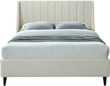 Eva Cream Velvet King Bed from Meridian - Luna Furniture