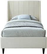 Eva Cream Velvet Twin Bed from Meridian - Luna Furniture