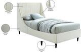 Eva Cream Velvet Twin Bed from Meridian - Luna Furniture