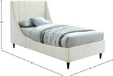 Eva Cream Velvet Twin Bed from Meridian - Luna Furniture