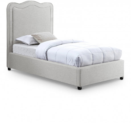 Felix Cream Linen Textured Fabric Twin Bed from Meridian - Luna Furniture