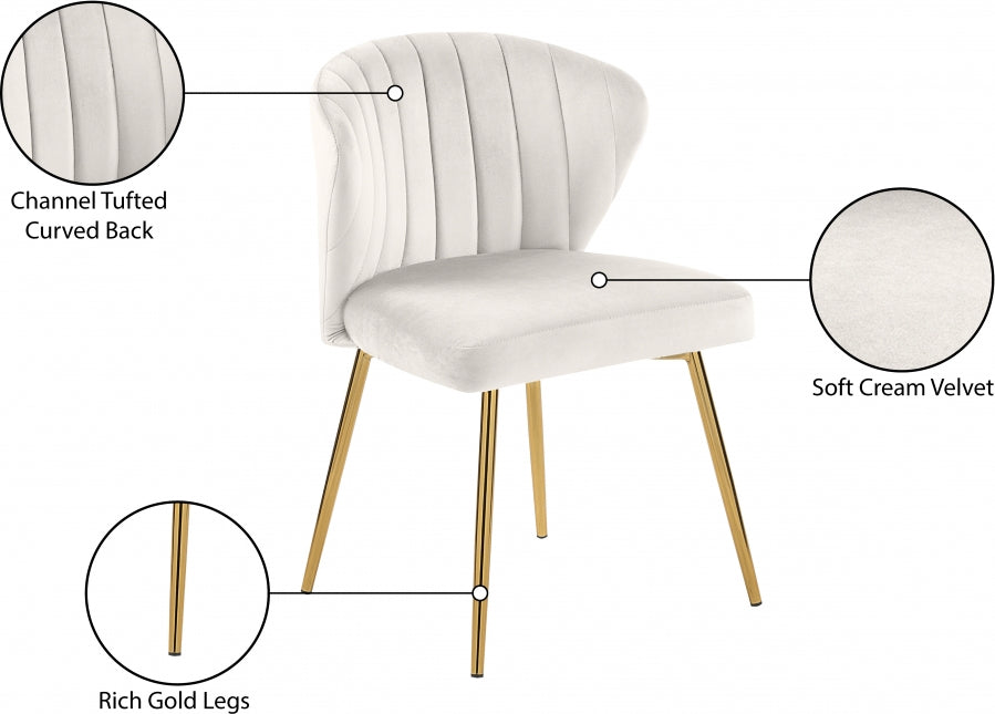 Finley Cream Velvet Chair from Meridian - Luna Furniture