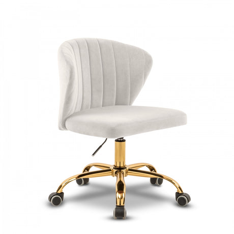 Finley Cream Velvet Office Chair from Meridian - Luna Furniture