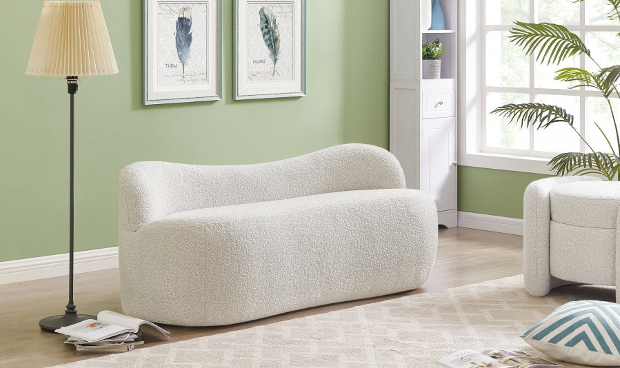 Flair Cream Boucle Fabric Bench from Meridian - Luna Furniture