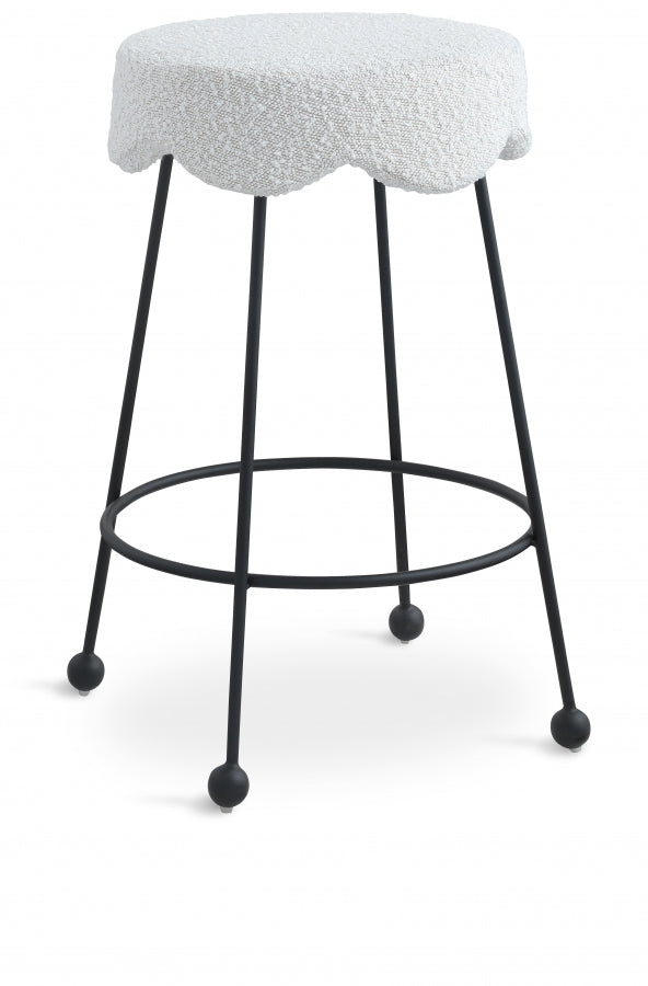 Fleur Cream Boucle Fabric Counter Stool from Meridian - Luna Furniture