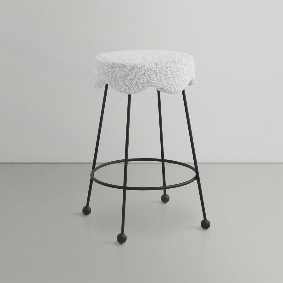 Fleur Cream Boucle Fabric Counter Stool from Meridian - Luna Furniture