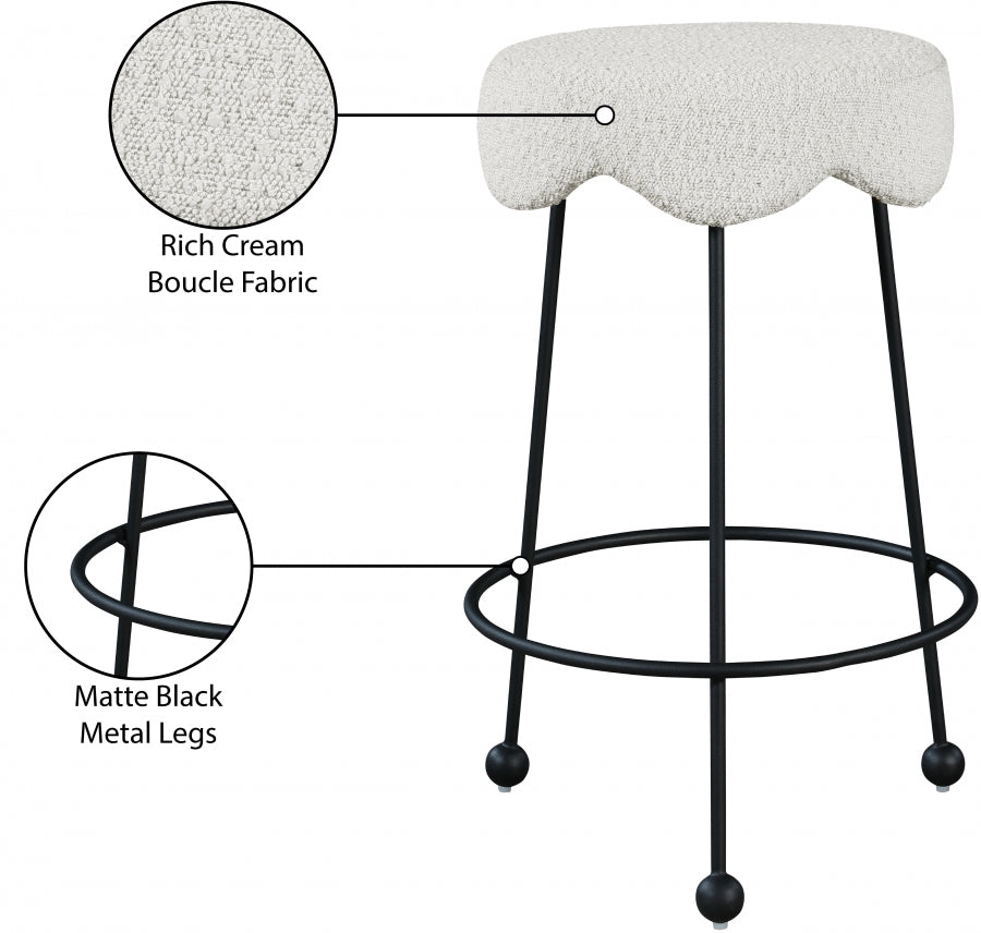 Fleur Cream Boucle Fabric Counter Stool from Meridian - Luna Furniture