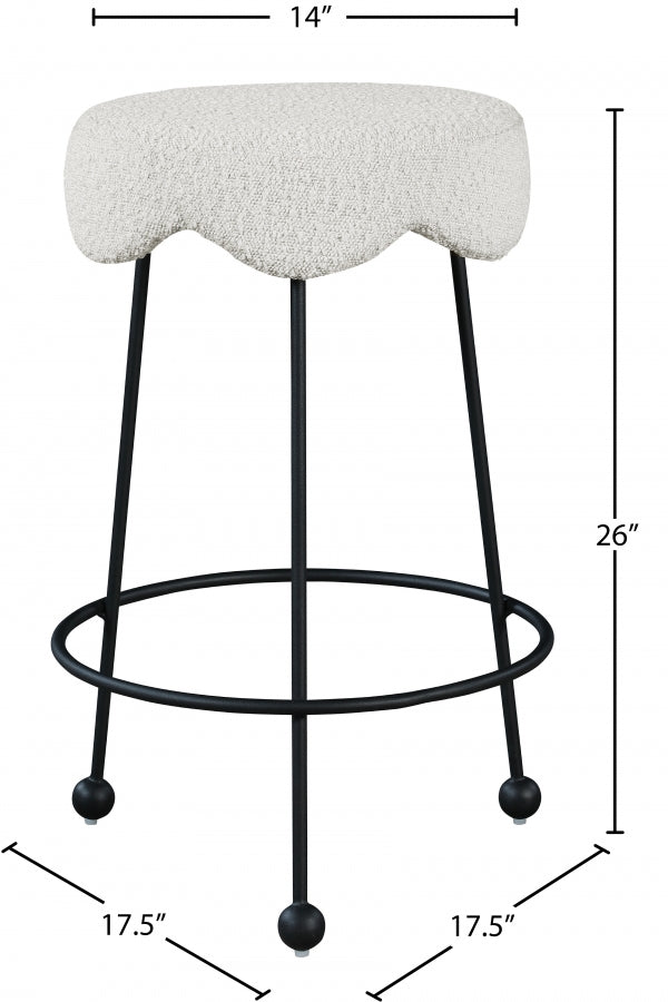 Fleur Cream Boucle Fabric Counter Stool from Meridian - Luna Furniture