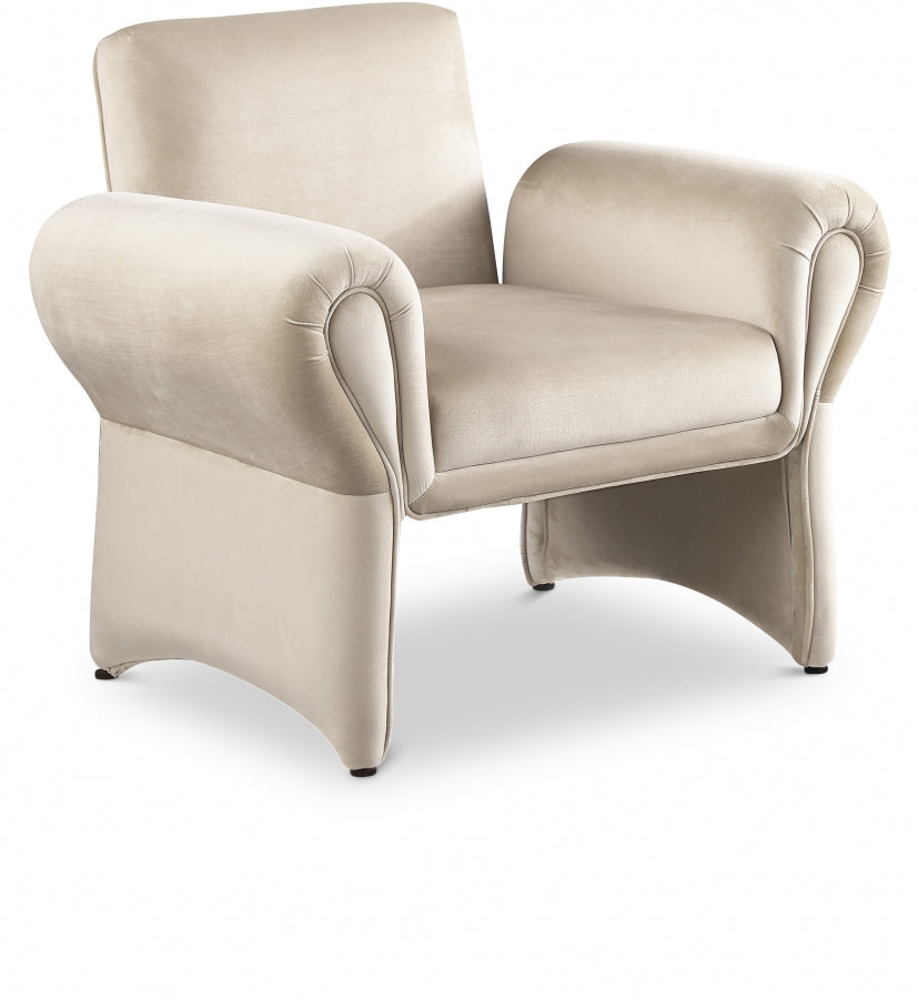 Cream Fleurette Velvet Accent Chair from Meridian - Luna Furniture