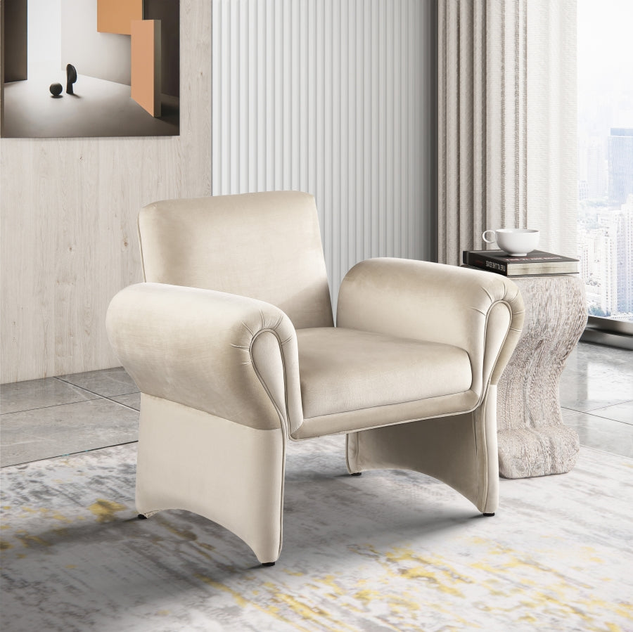 Cream Fleurette Velvet Accent Chair from Meridian - Luna Furniture