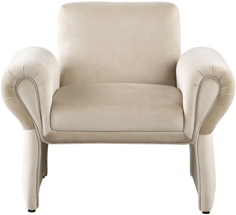 Cream Fleurette Velvet Accent Chair from Meridian - Luna Furniture