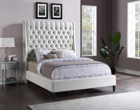 Fritz Cream Velvet Full Bed from Meridian - Luna Furniture