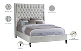 Fritz Cream Velvet Queen Bed from Meridian - Luna Furniture