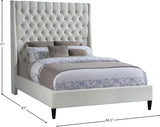 Fritz Cream Velvet Queen Bed from Meridian - Luna Furniture