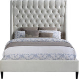 Fritz Cream Velvet Queen Bed from Meridian - Luna Furniture