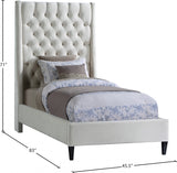 Fritz Cream Velvet Twin Bed from Meridian - Luna Furniture