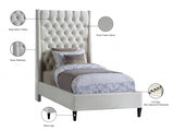 Fritz Cream Velvet Twin Bed from Meridian - Luna Furniture