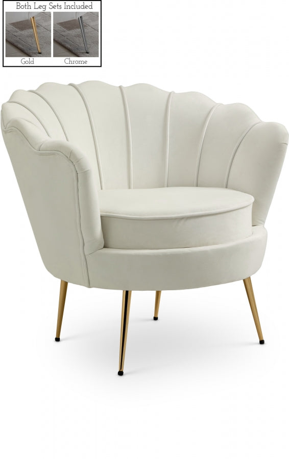 Gardenia Cream Velvet Chair from Meridian - Luna Furniture