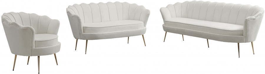 Gardenia Cream Velvet Chair from Meridian - Luna Furniture