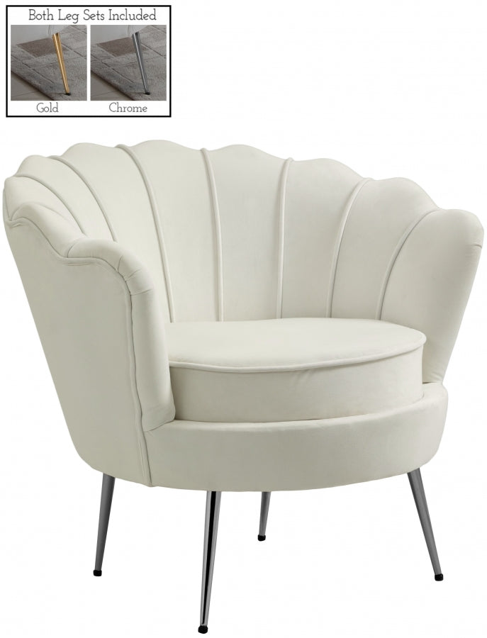 Gardenia Cream Velvet Chair from Meridian - Luna Furniture