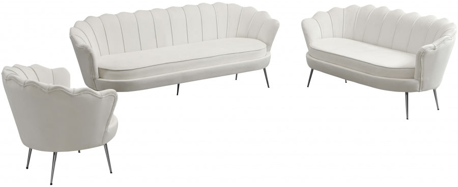 Gardenia Cream Velvet Chair from Meridian - Luna Furniture