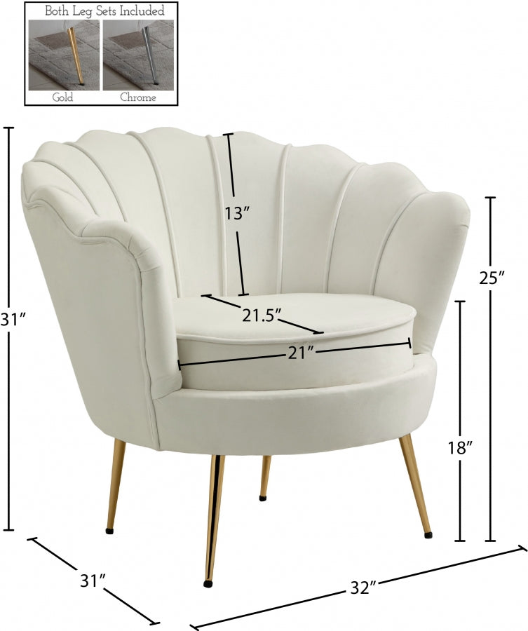 Gardenia Cream Velvet Chair from Meridian - Luna Furniture