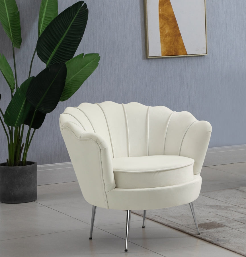 Gardenia Cream Velvet Chair from Meridian - Luna Furniture