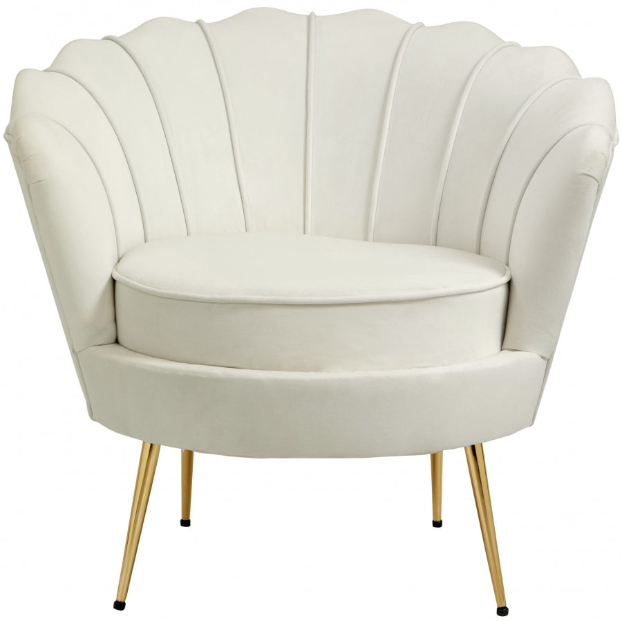 Gardenia Cream Velvet Chair from Meridian - Luna Furniture