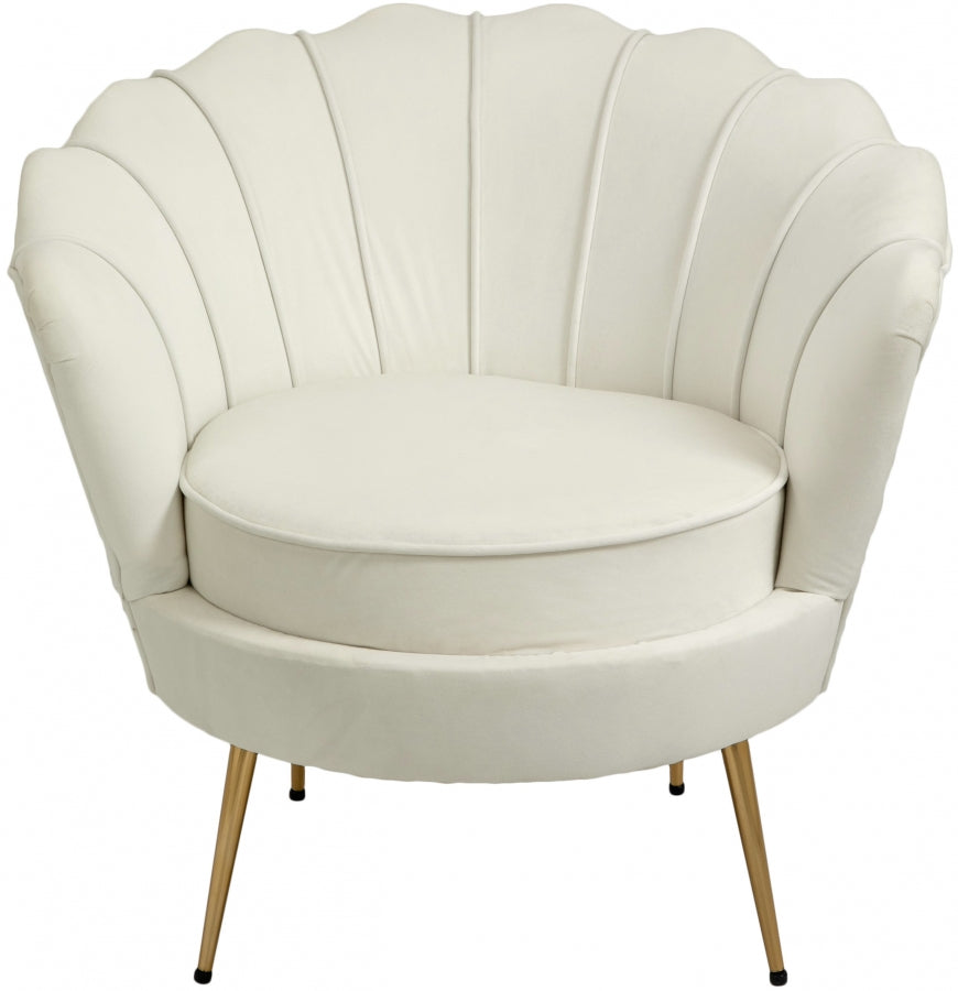 Gardenia Cream Velvet Chair from Meridian - Luna Furniture