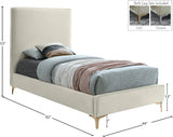 Geri Cream Velvet Twin Bed from Meridian - Luna Furniture