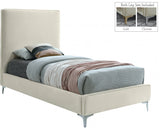 Geri Cream Velvet Twin Bed from Meridian - Luna Furniture